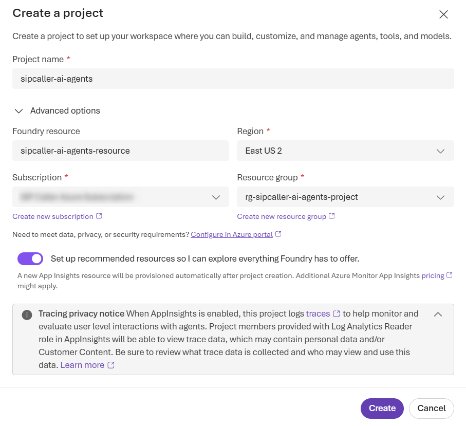 Crea un nuovo progetto in Azure AI Foundry