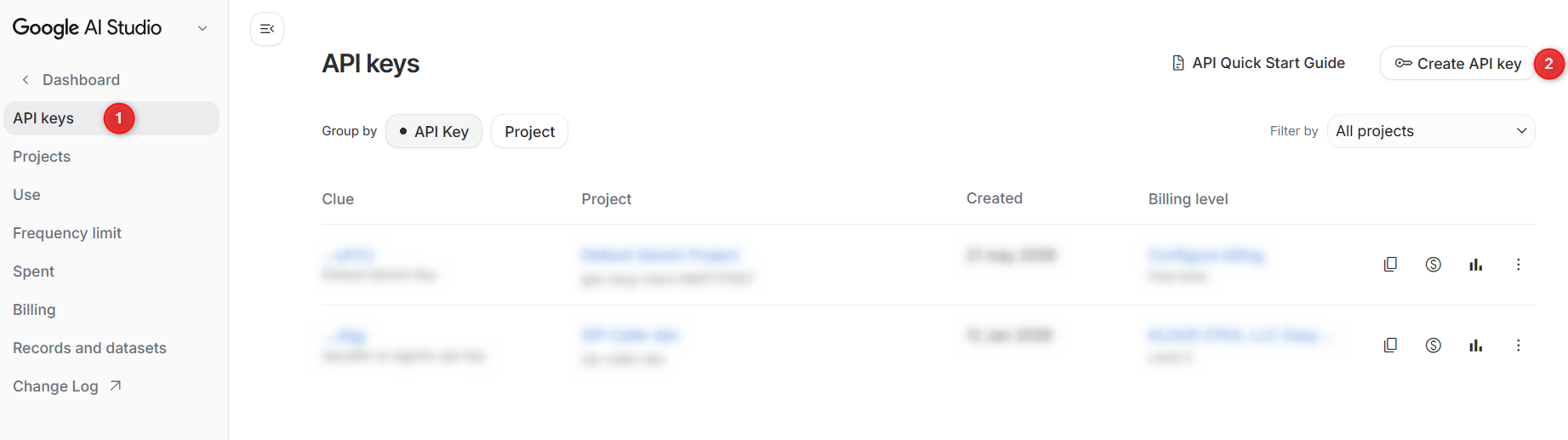 Crea API Key