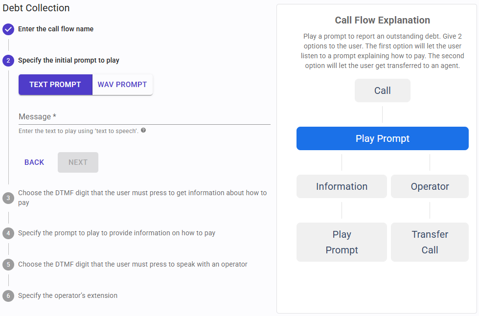 Configure the initial prompt to play