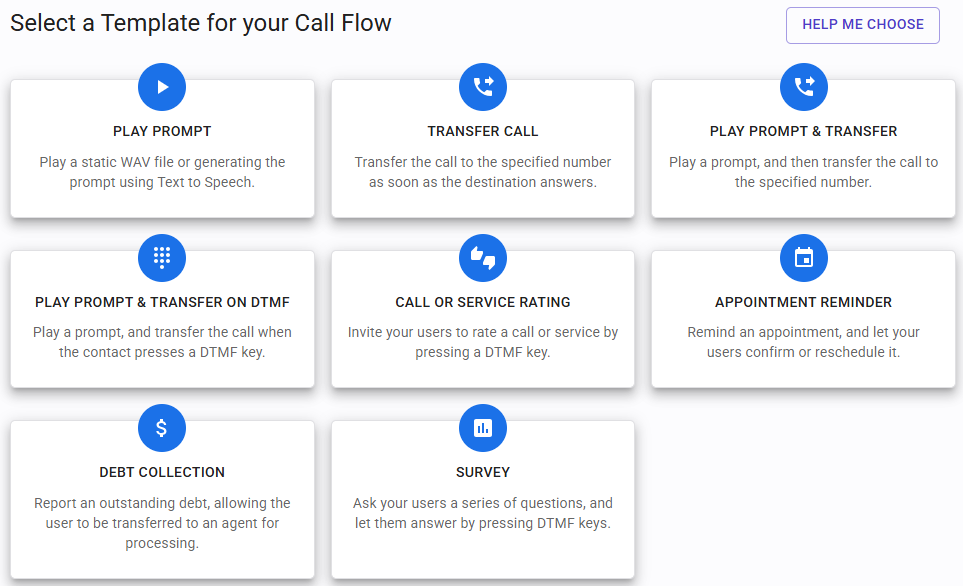 Select Call Flow Template