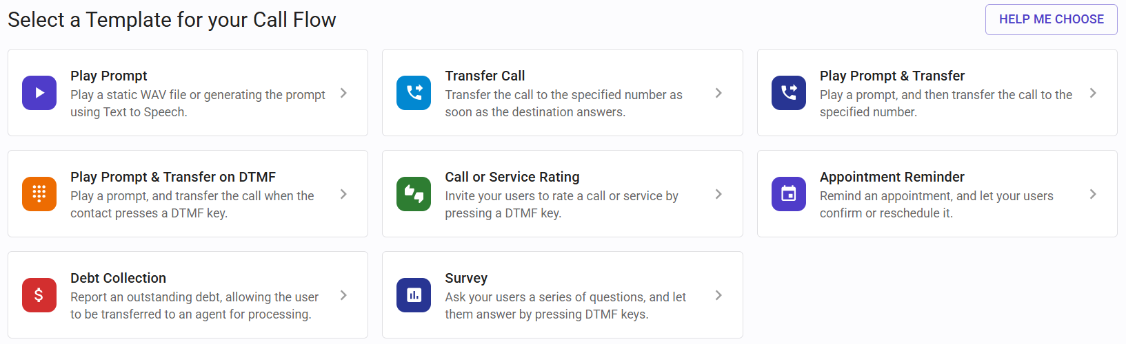 Select Call Flow Template