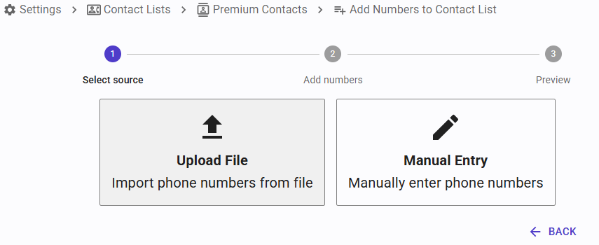 Add numbers to contact list