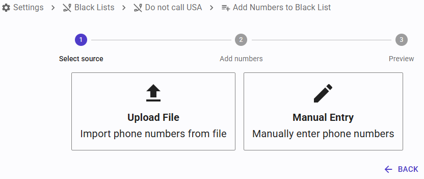 Add numbers to black list