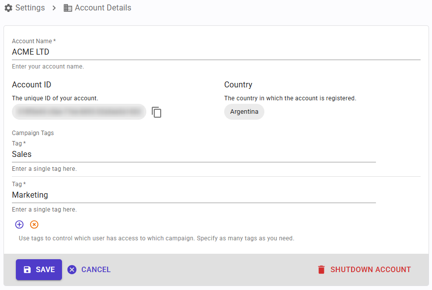 Configure Account Details