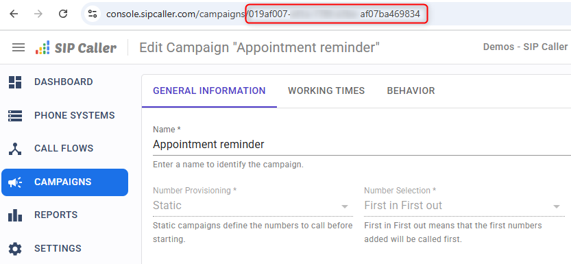 Obtain Campaign ID