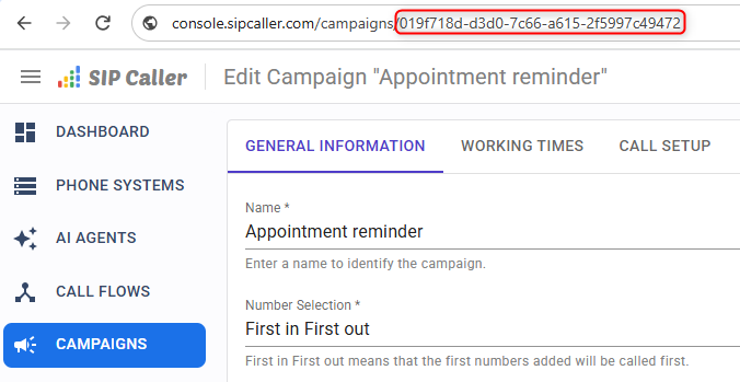 Obtain Campaign ID