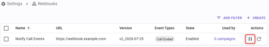 Enable and disable webhooks