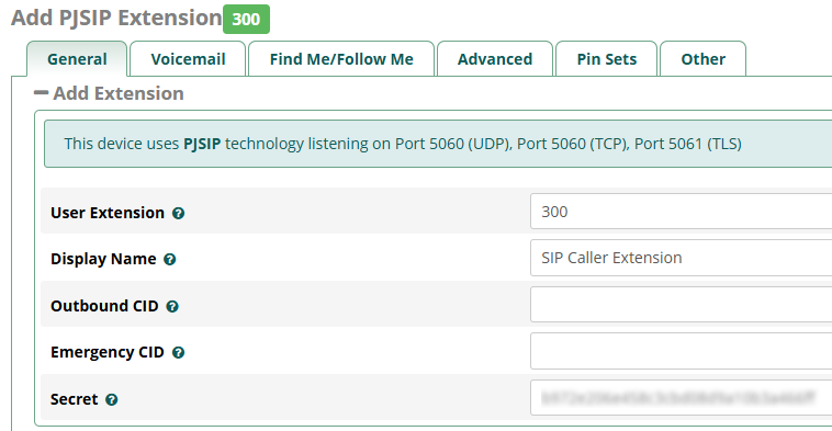 Configuración General de la Extensión
