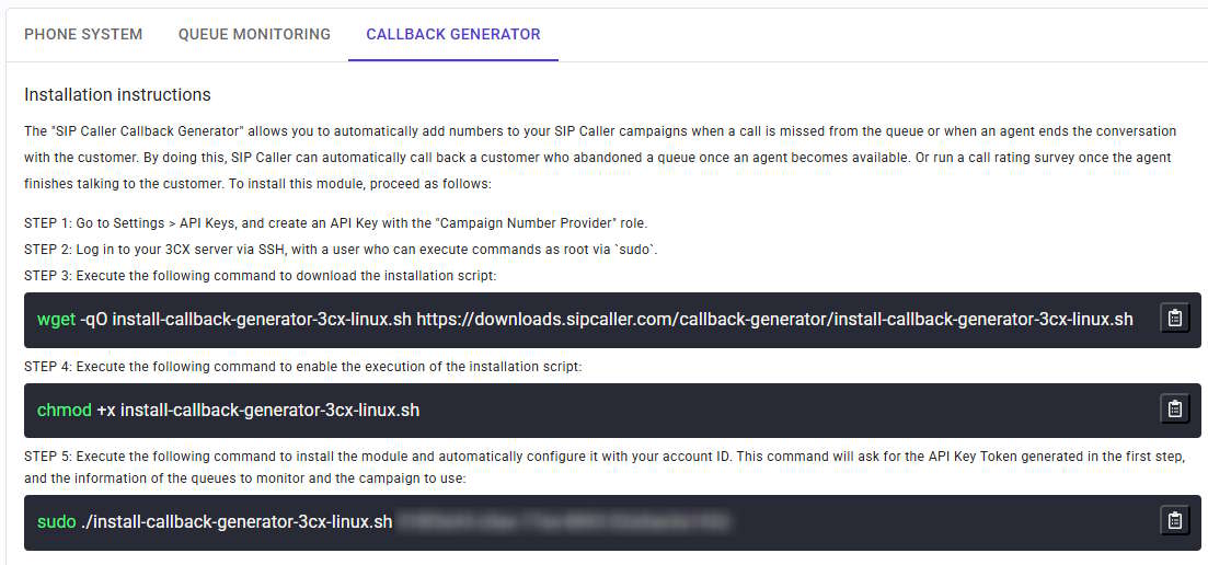 3CX Callback Generator