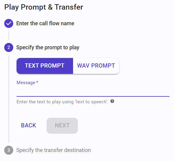 Configure the prompt to play