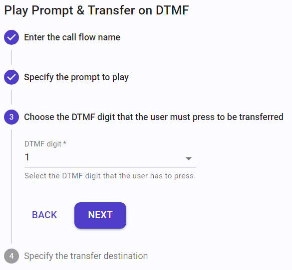 Specify the DTMF digit to be transferred