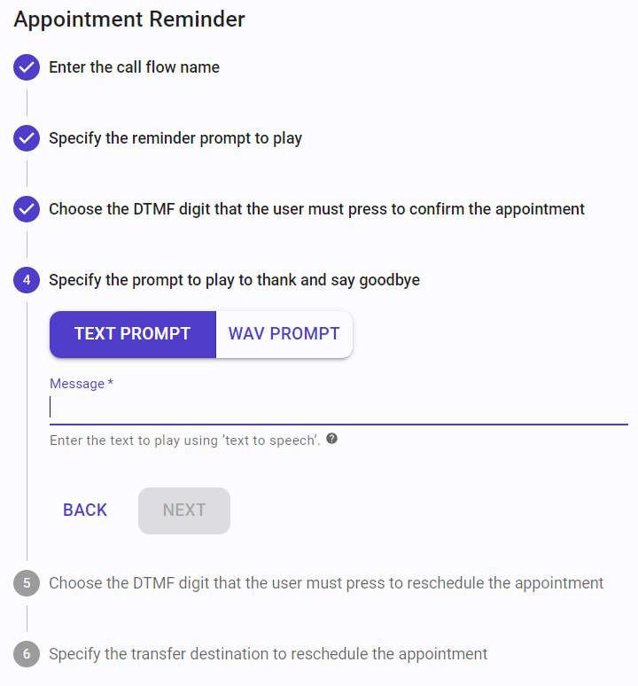 Specify the prompt to play on appointment confirmation