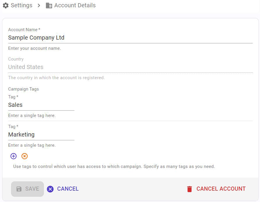 Configure Account Details