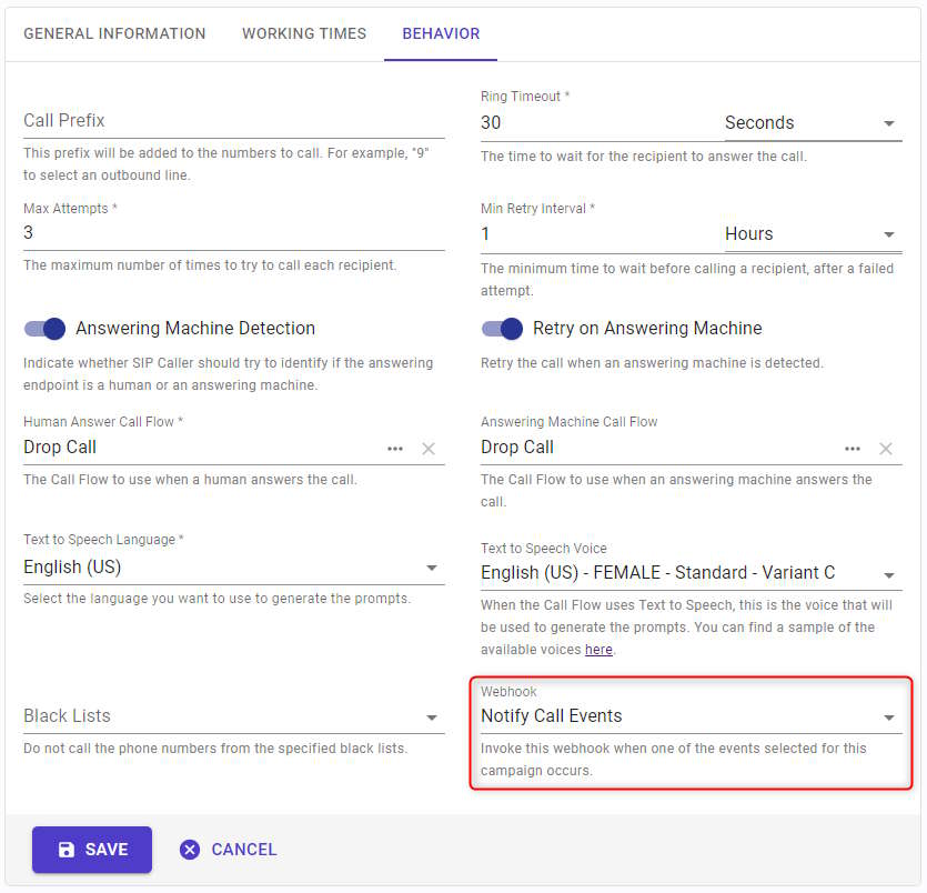 Configure a campaign to trigger webhooks